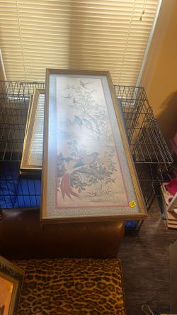 vintage framed lithograph print of Asian birds, likely from a series produced by R.T.V. Sales, Inc. in 1963- Make Offer