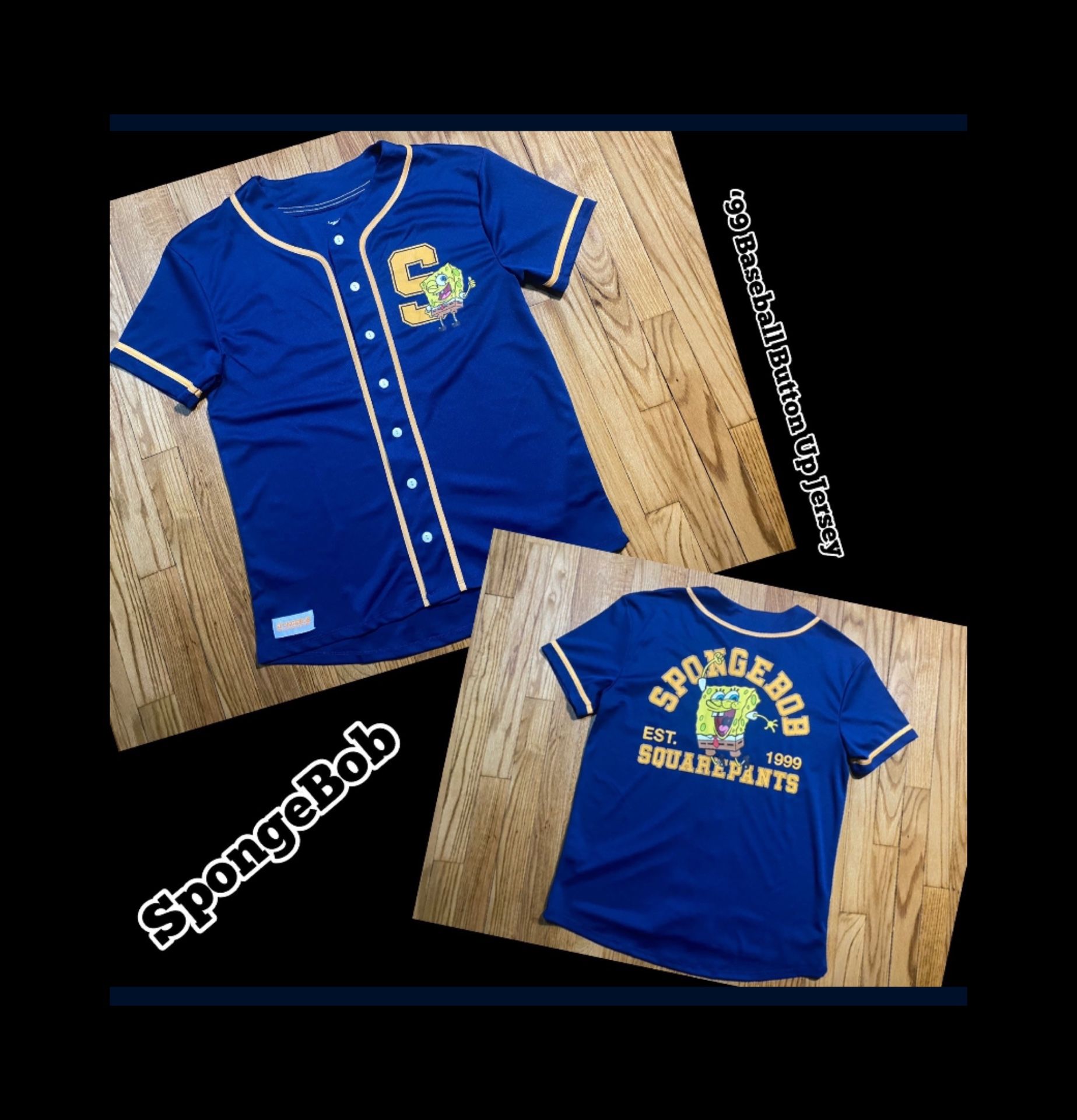 SpongeBob Nickelodeon Baseball Button Up Jersey Men’s Sz M New Without Tags