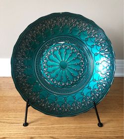 Decorative Teal Plate (15.75”D)