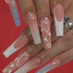 B2G1F 24-pcs. Extra Long Ballet Heart Press On Nails