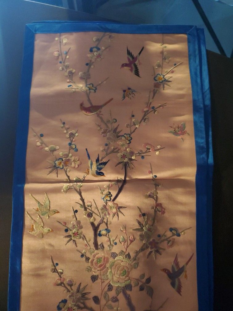 Pair Of Vintage Japanese Silk / OBI Table Runners / Wall Hangings