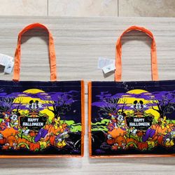 Disney Set 2 Reusable Tote Bags 2024 Halloween Mickey Donald Minnie Goofy Pluto