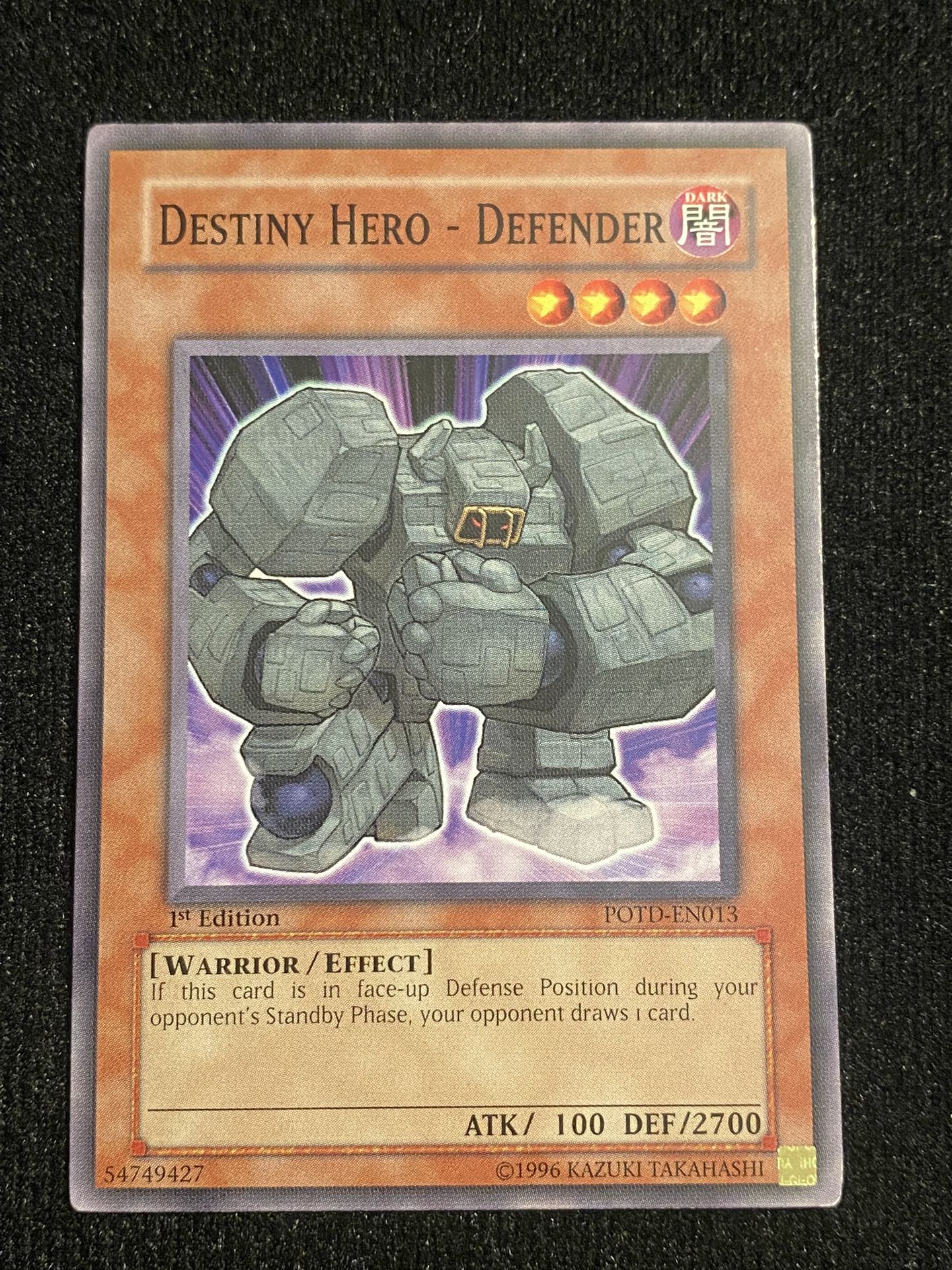 First Edition Destiny Hero - Defender Yugioh Trading Card