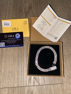 MOISSANITE Real Miami Cuban Link Bracelet Iced Solid 925 Sterling Silver 8mm