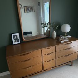 Lane Perception 9-Drawer Lowboy Dresser + Mirror, Vintage Warren Church