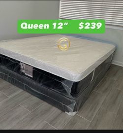 Queen Mattress Set Plush PillowTop – Brand New –  Same Day Delivery Available 🚚