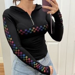 Fox Racing Rainbow Checkered Quarter-Zip Hoodie