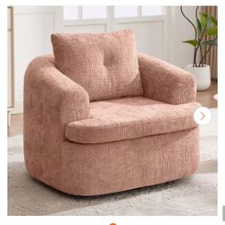 Plush Pink Swivel Armchair 