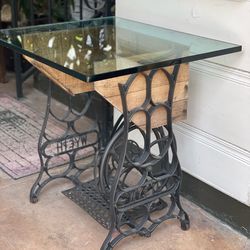 Sewing table with glass top