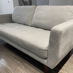 Light Gray Tufted 80” Mid Century Modern Sofa by Living Spaces