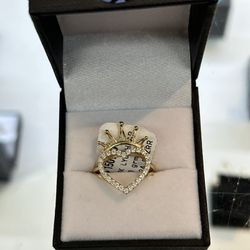Fcp2344 14k Heart And Crown Ring Sz7