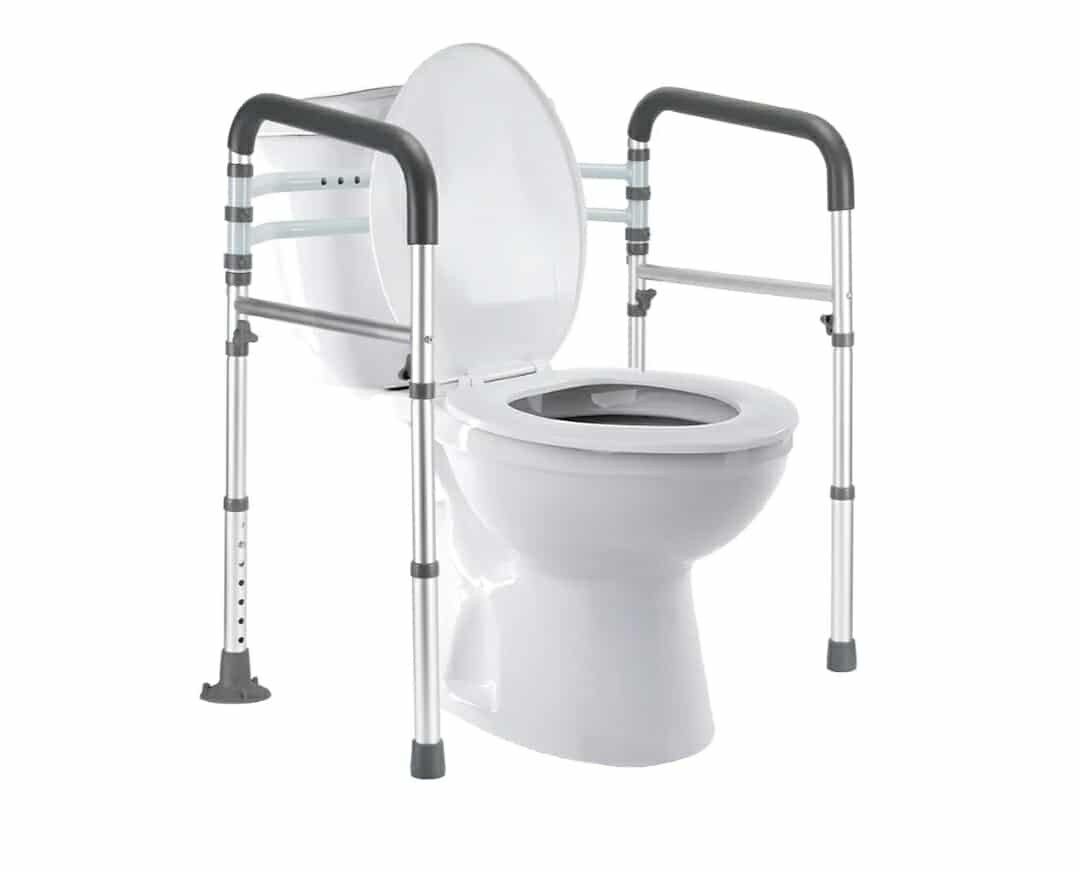 New Toilet Safety Rails, Adjustable Toilet Frame for Elderly, Seniors, Handicap & Disabled, Foldable Handicap Toilet Handles Fit Any Toilets (300 LB)