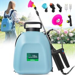 3.2 Gallon Battery Powered Backpack Sprayer, Upgraded Electric Back Pack Sprayer with 3 Spray Force, Battery Indicator, Rechargeable Handle, 41" Teles