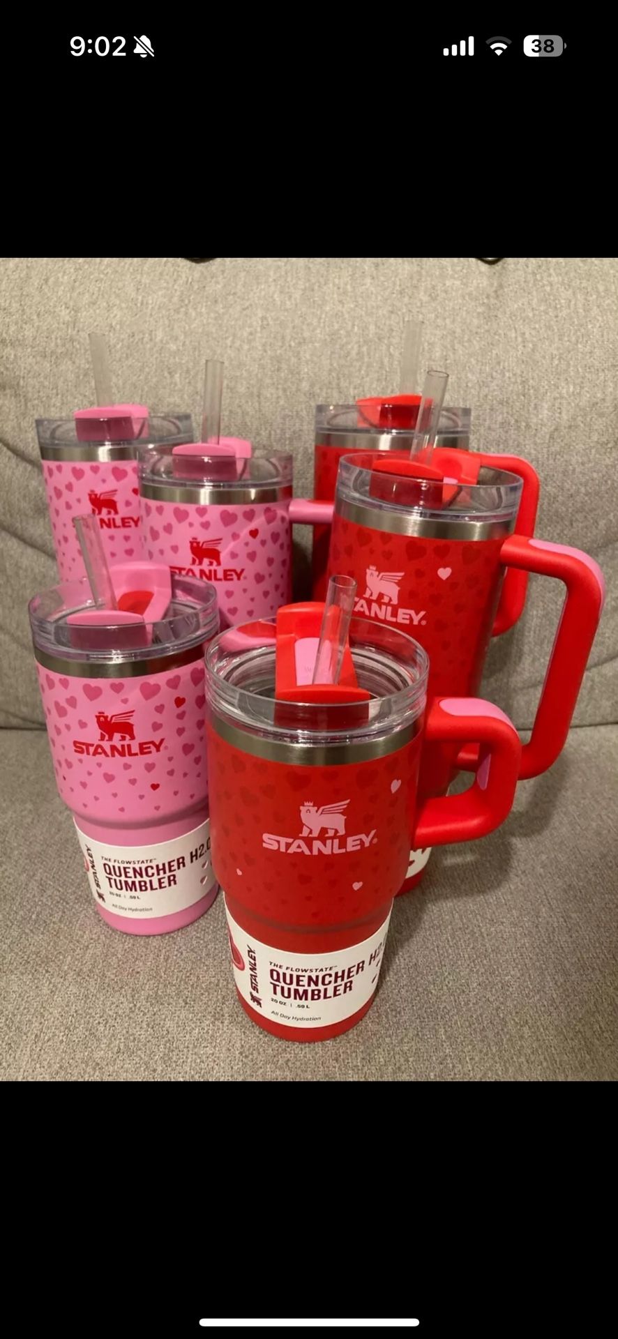 Stanley Cup 40oz Flowstate Ruby Hearts