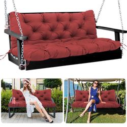 Open Box Outdoor Porch Swing Cushions with Backrest Waterproof Bench Cushion with Ties 3 Seater Swing Cushions Replacement for Outdoor Furniture Patio