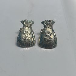 Gold 10k Moneybag Ear Rings 