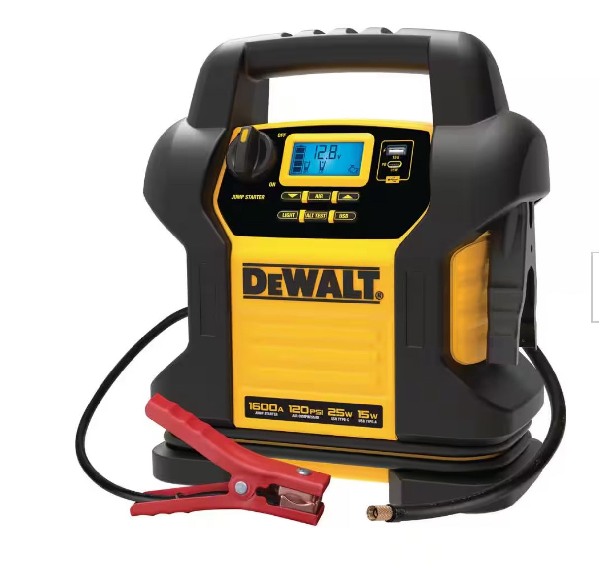 DEWALT 1600 Peak Amp Jump Starter with Digital Compressor and USB Power Bank $99