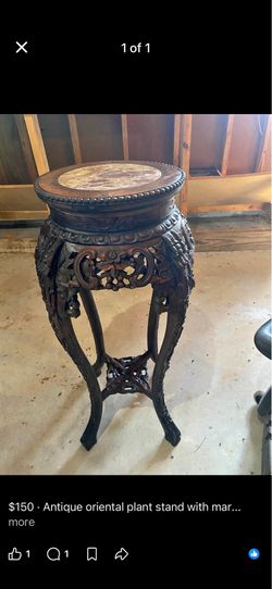 Antique Hand Carved Plant Stand