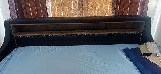 Wayfair black suede twin bed no mattress