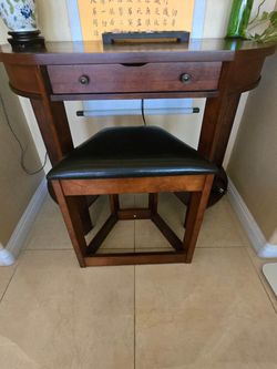 Style@Work by Thomasville Piedmont Console Table With Stool, 35 1/2"H x 47 3/4"W x 19"D, Dark Mahogany