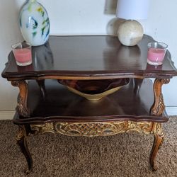 Vintage Kimball Victorian Style Carved End Table.2 Tier 
