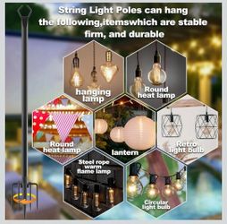 6 pack 10 Ft metal string light poles