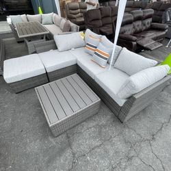 Cherry Point Gray Outdoor Sectional Set w/ Coffee Table