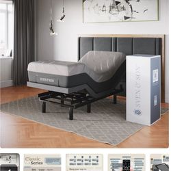 Sven & Son Bliss Adjustable Bed Base-Frame + 14 inch Hybrid Spring Matt (Medium Soft), Head and Foot Lift, Lumbar, Pillow-Tilt, Massage, Under-Bed Lig