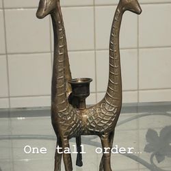 Spice up your decor style with a threesome; Vintage 1950s Brass Three Giraffe Candleholder: