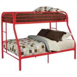 Twin/Full Metal Bunk Bed with Built-In Ladder |