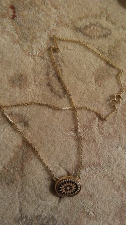 Vintage Avon gold plated & black pendant womens necklace