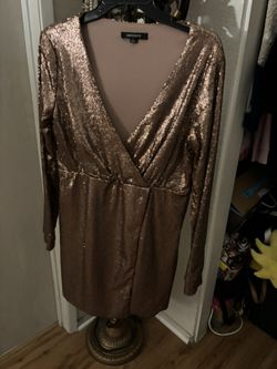 XXL Rose Gold Sequin Long Sleeve Dress 