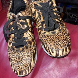 Michael Kors Real Calf Hair Leopard Print Sneakers 