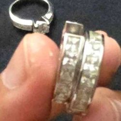 Platinum Plated Cubiz Zirconia Hoop Earrings And Ring