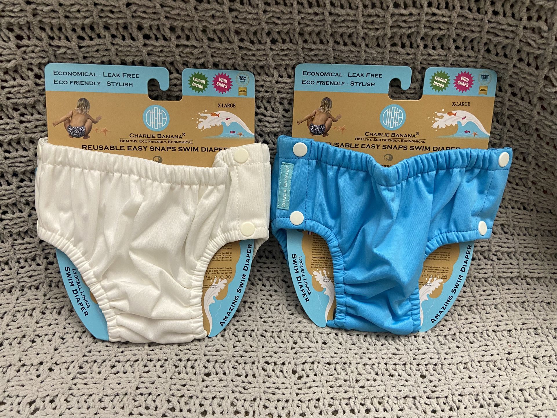 Brand New Charlie Banana Reusable Easy Snaps Swim Diapers