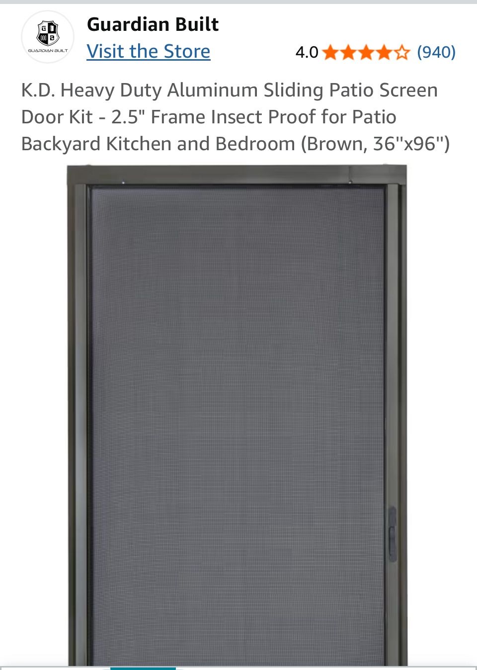 NEW! 2 HD Aluminum Sliding Screen Doors