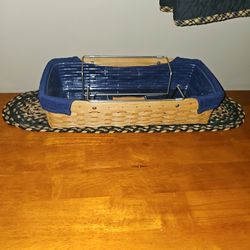 Longaberger Carrying Basket Wood Handles  With Liner And Protector 