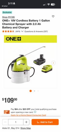 One + 18v cordless battery chemical sprayer