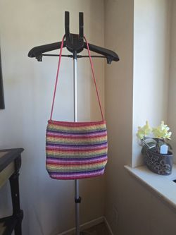 Multicolor woven stripe retro,boho shoulder or crossbow purse