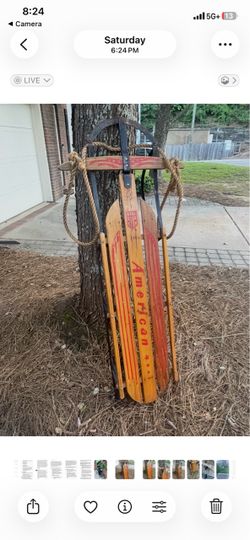 56" Vintage American Flyer Wooden Sled Extra Large Holiday Porch Decor