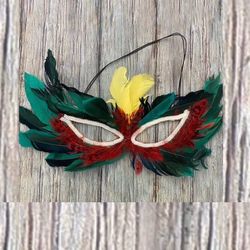 Handcrafted Multicolor Feather Festival Mask