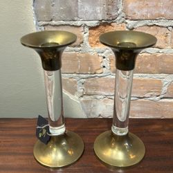 In The Style Of Dorothy Thorpe, Lucite  Mid Century Candleholders