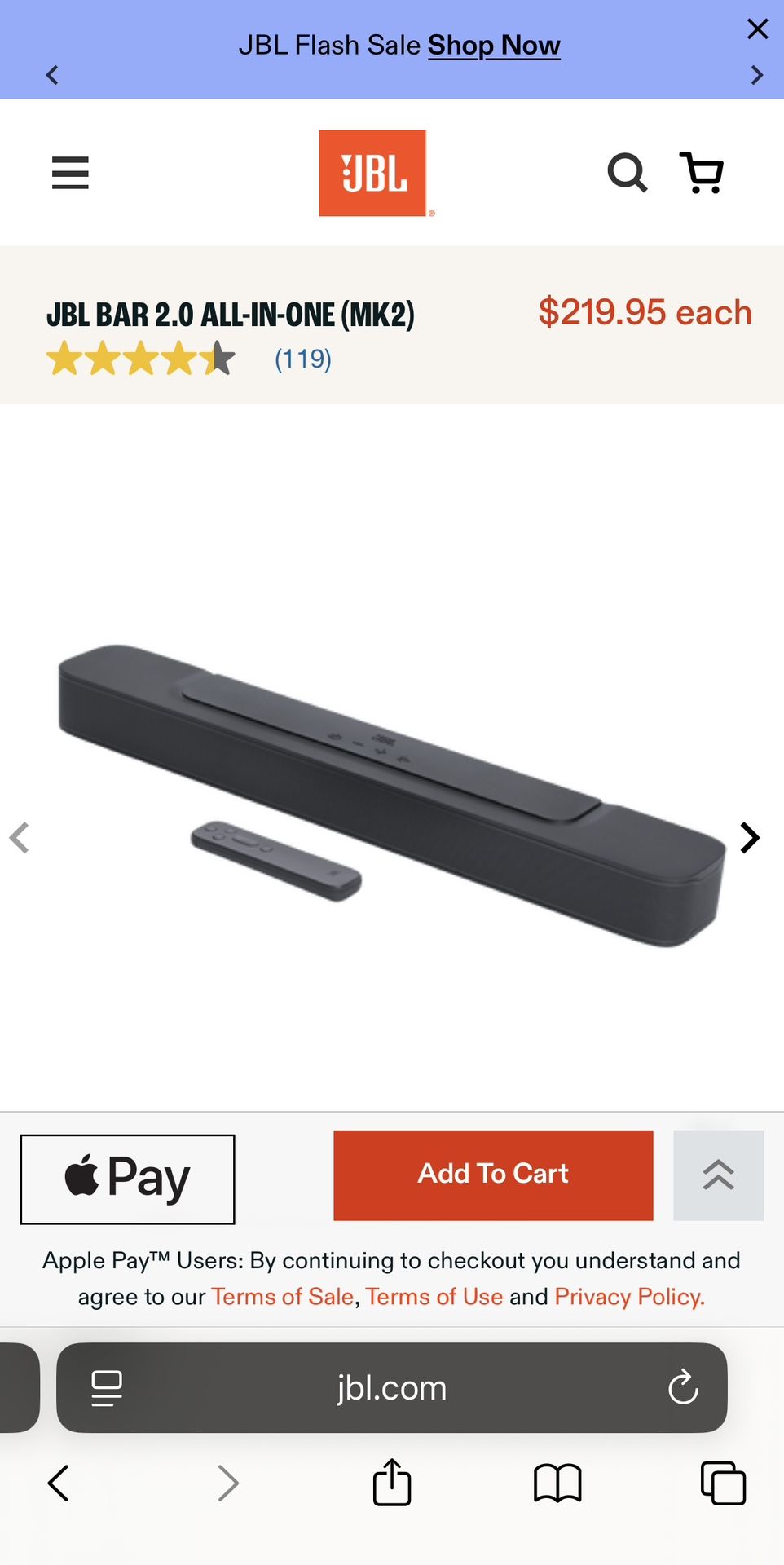 JBL 2.0 Channel All-in-One Soundbar (MK2) – Black