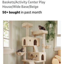 66 Inches Multi-level Large Cat Tree  Tower For Indoor Big Feline Cozy Plush Perches Condo Sisal Scratching Post Hammock And Baskets Activity  