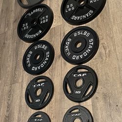 Brand NEW Full Set Of Olympic Weight Plates [Cast iron = 245 lbs]