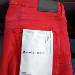 Men's Purple Brand Waxed Red P001 Jeans 