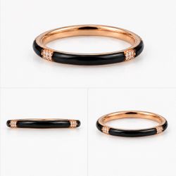 Pandora ring gold plated and black enamel
