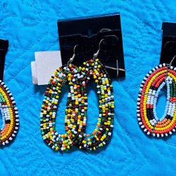Multi-color Beaded Hoops