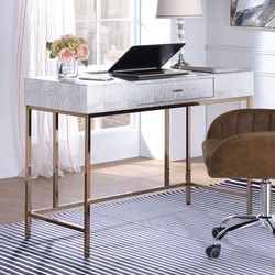 Brand New Silver/Champagne Vanity Desk with Crocodile Texture