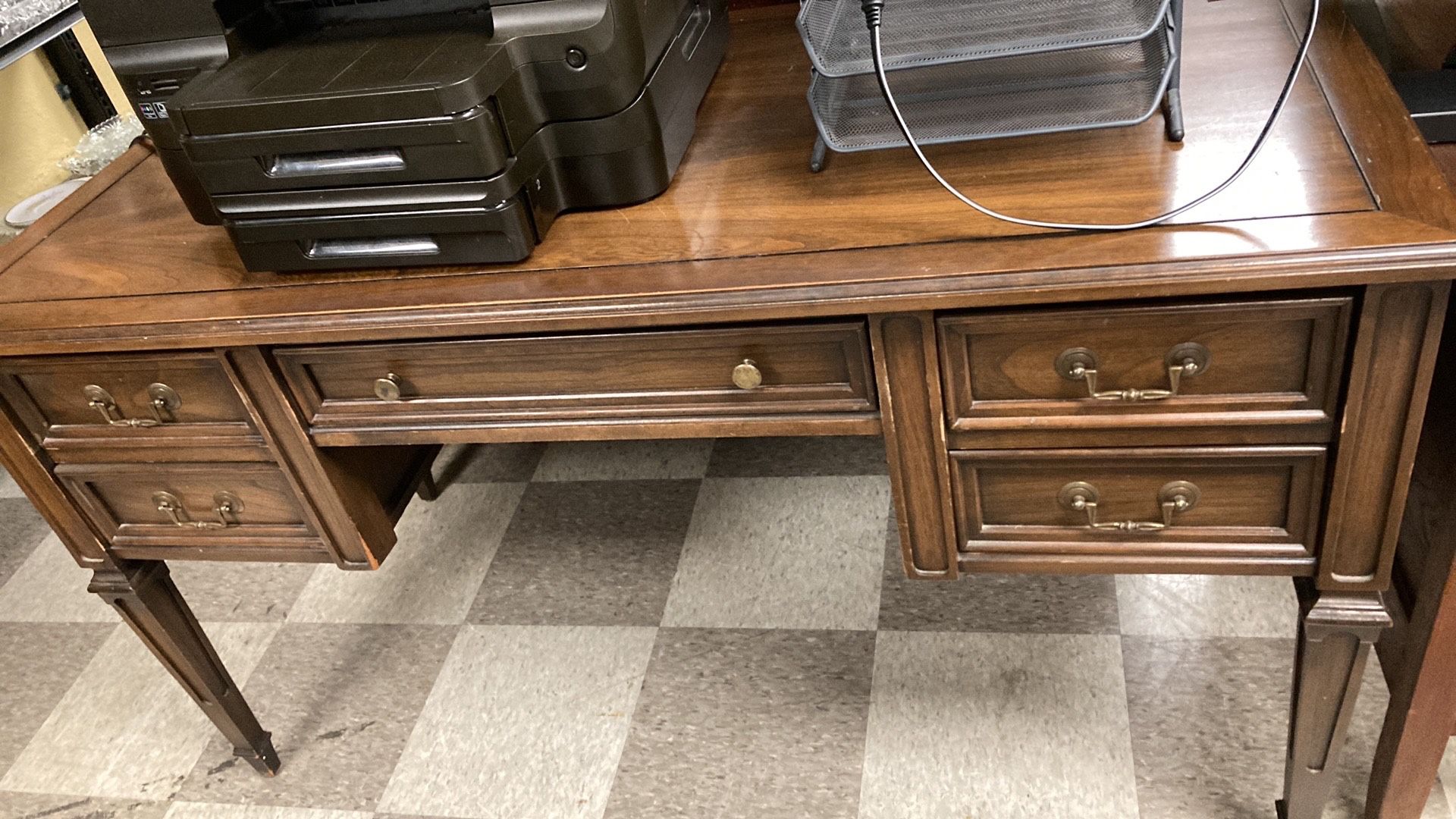 Wood 5 Drawer Desk